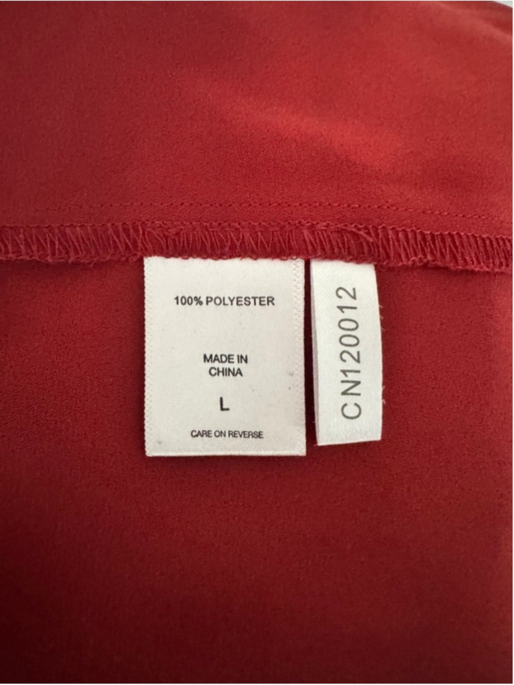 Women's New York & Company Red Blouse with Black Trim, Size L - Picture 5 of 6